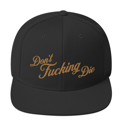 Don't Fucking Die Snapback Hat For Motorcyclist, black