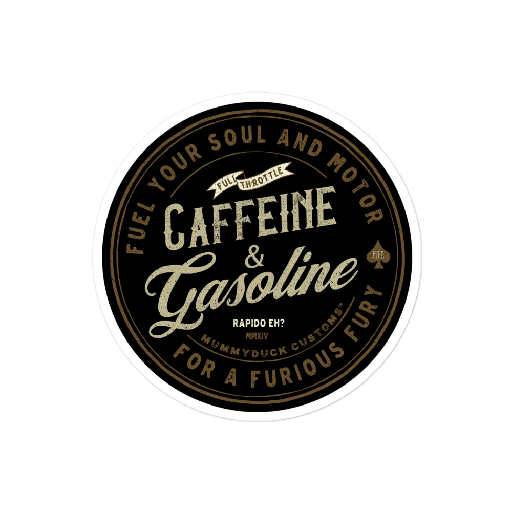 Caffeine & Gasoline Motorcycle Bubble-free stickers