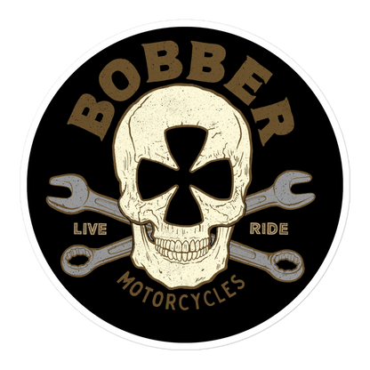 Bobber Maltese Skull Motorcycle Bubble-free stickers
