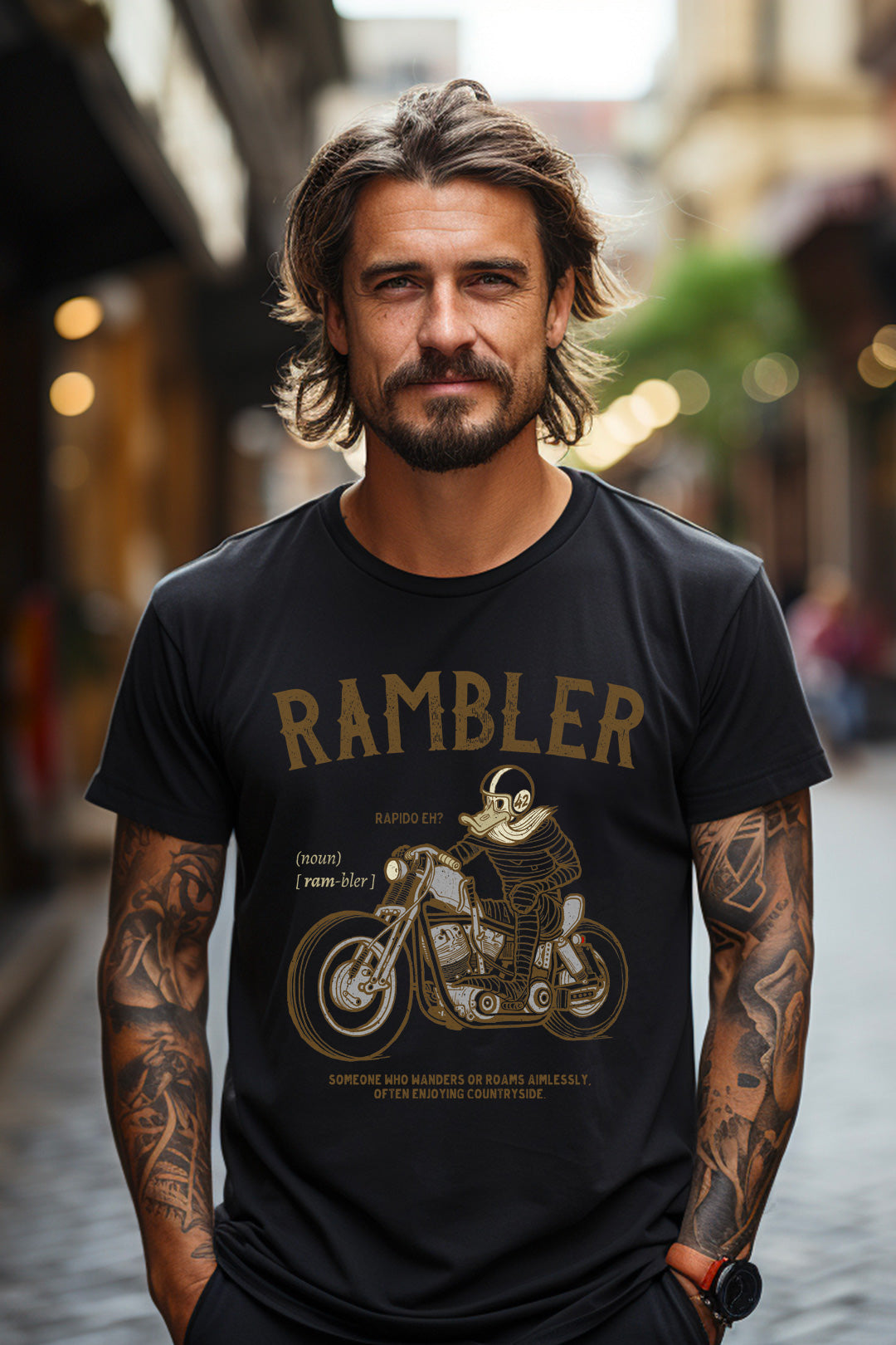 Rambler Biker T-shirt Hiking Countryside Shirt Vintage Motorcycle Tourer Shirt Traveling Journey Tee Bobber Biker Shirt Harley Davidson Tee