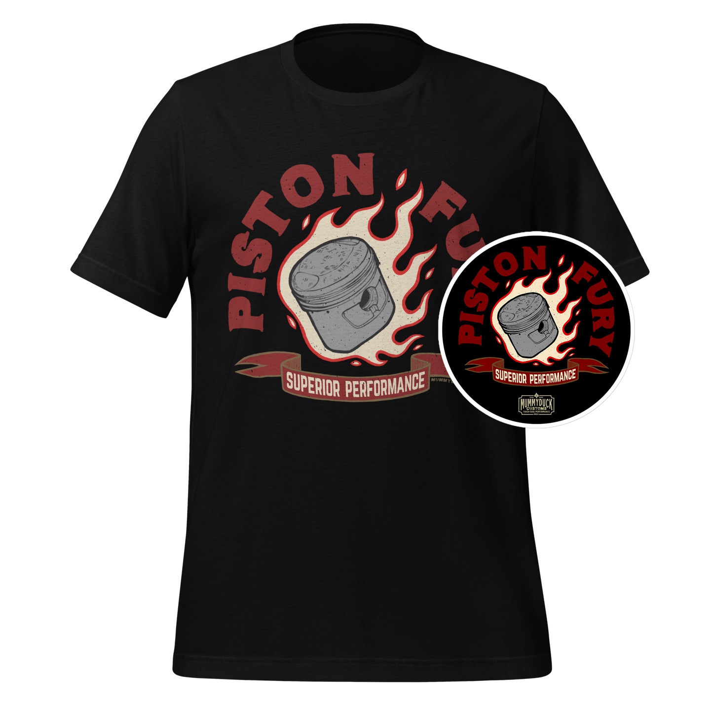 Piston Fury — T-Shirt + Sticker Bundle