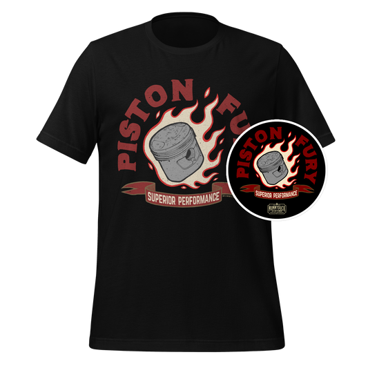Piston Fury — T-Shirt + Sticker Bundle