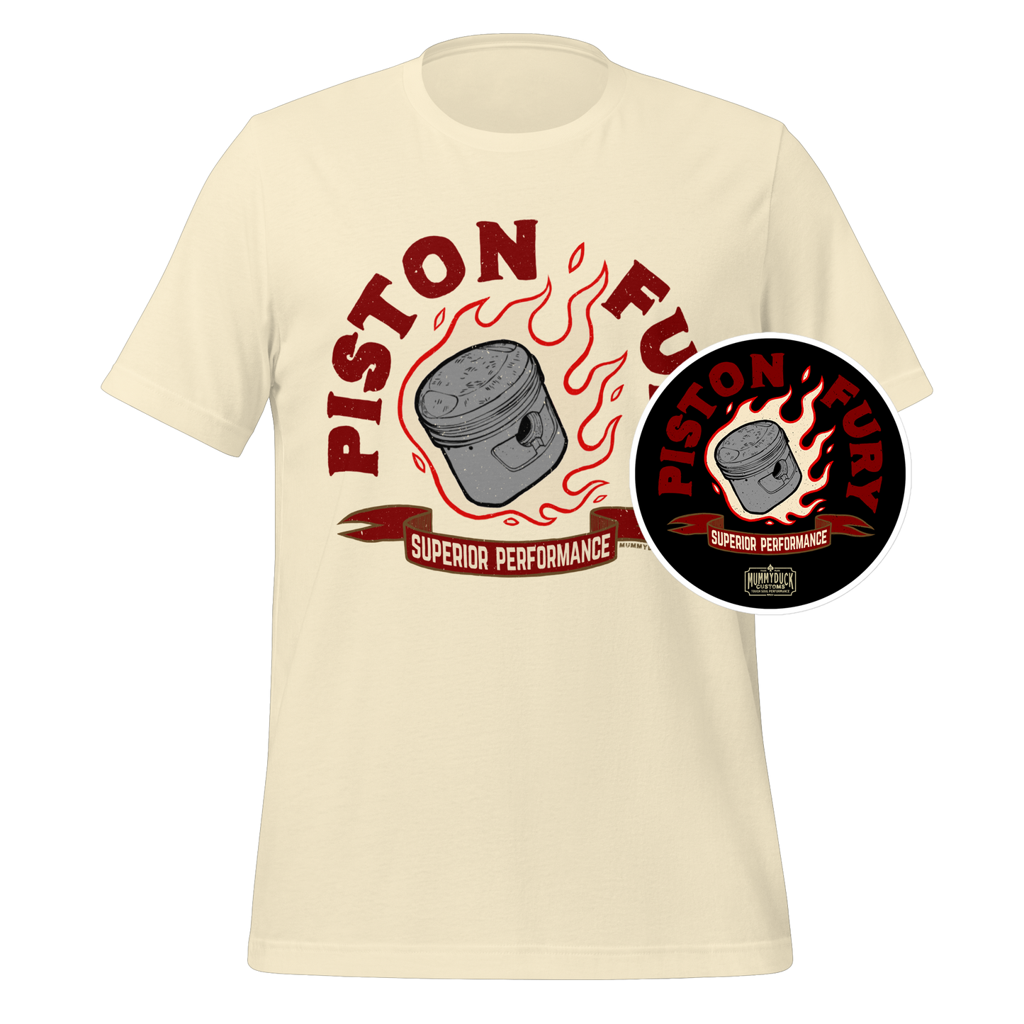 Piston Fury — T-Shirt + Sticker Bundle