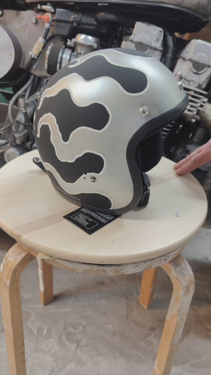 Silver Flames Helmet With The Skull