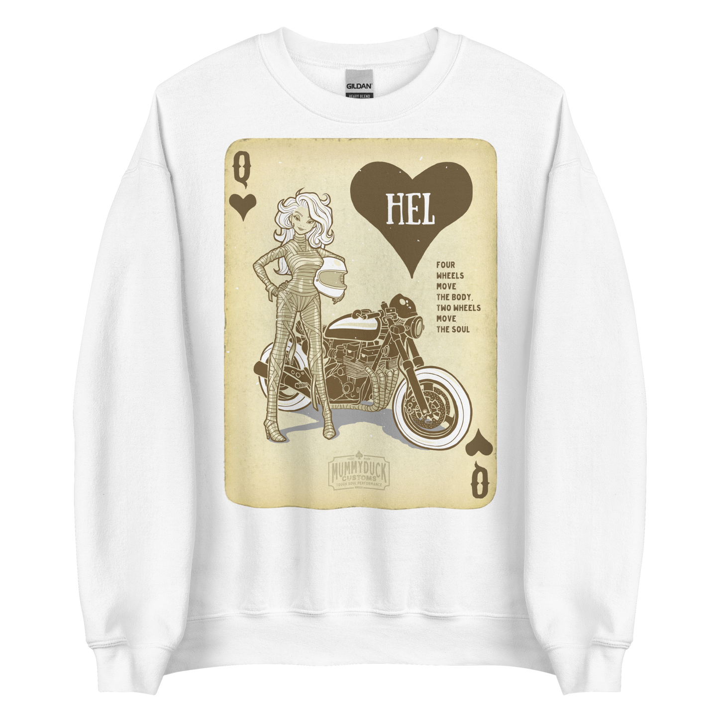 HEL Queen Motorcycle Sweatshirt bound to keep you warm in the colder months. A pre-shrunk, classic fit sweater that's made with air-jet spun yarn for a soft feel and reduced pilling.