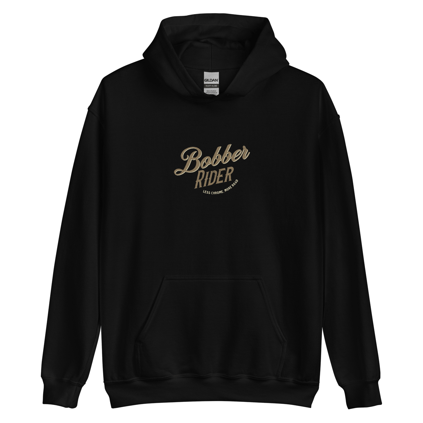 Black Bobber Rider motorcycle hoodie with vintage style design for motorbike enthusiasts.