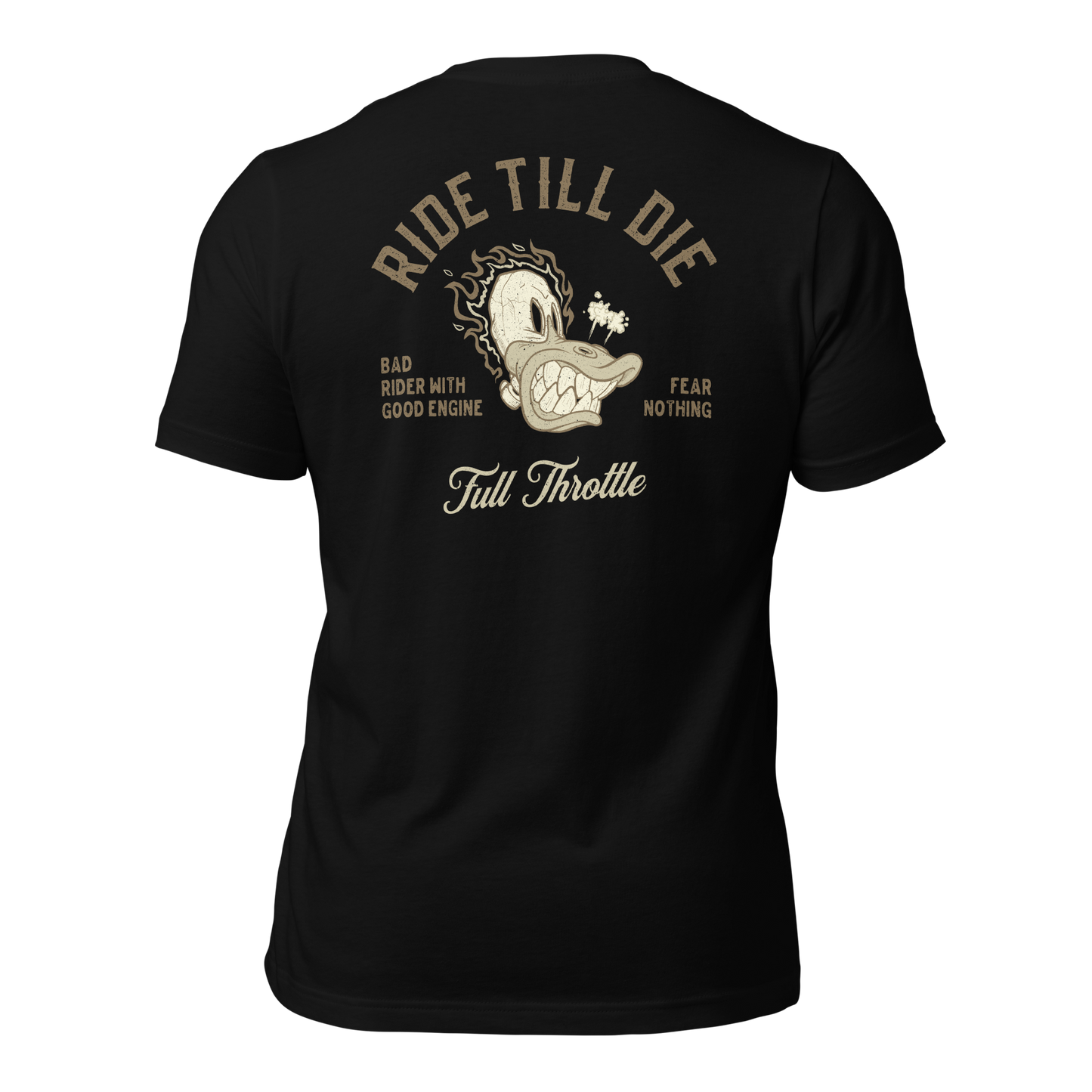 Black Ride Till Die t-shirt with bold skull graphic for motorcycle enthusiasts