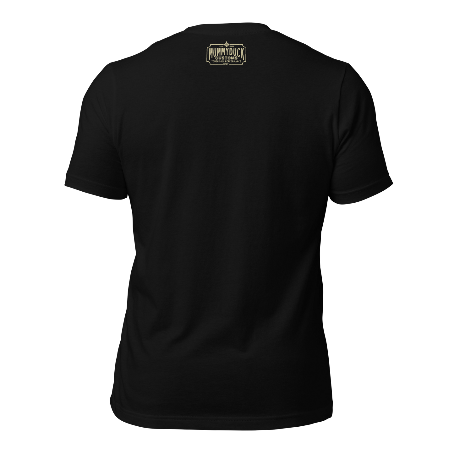 Back view of black Relic Riders Motorcycle t-shirt showcasing logo, perfect for timeless motorbike enthusiasts.