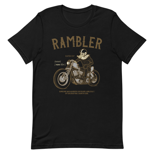 black Rambler Biker T-shirt Hiking Countryside Shirt Vintage Motorcycle Tourer Shirt Traveling Journey Tee Bobber Biker Shirt Harley Davidson Tee