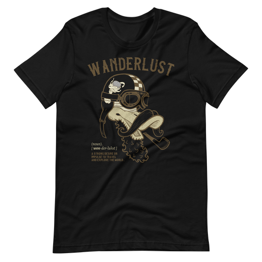 black Wanderlust Biker T-shirt Tourer Biker Journey Shirt Motorcycle Idea Gift For Road Trip Shirt Travel Adventure Gear For Bikers Journey Shirt