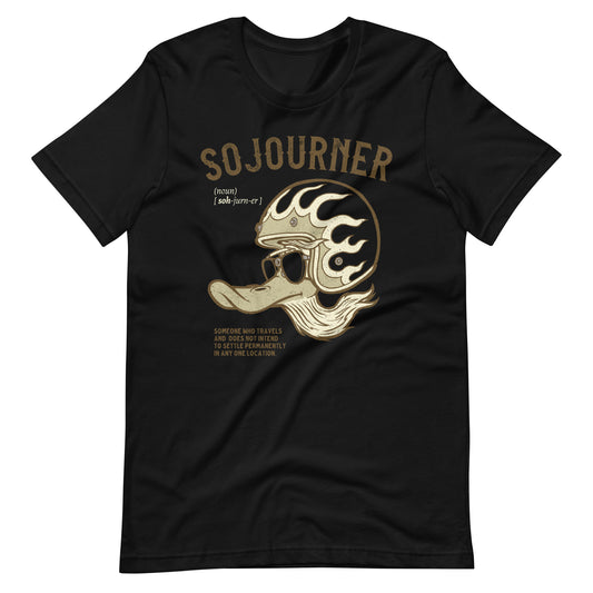 black  Sojourner Biker T-shirt Travel Tourer motorcycle Shirt Journey Adventure Road Trip Gear Shirt Biker Geek Gift For Him Retro Motorcycle Shirt