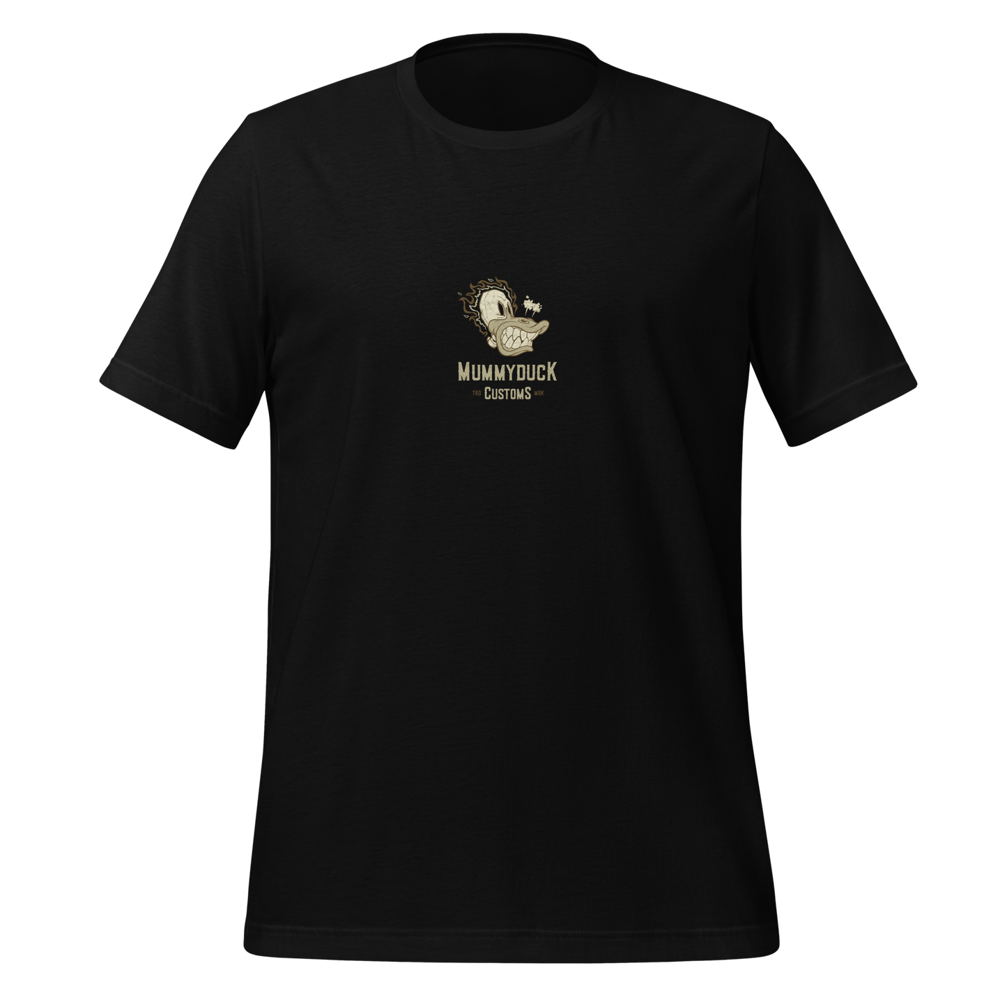 Black T-shirt featuring MummyDuck Customs logo in the center