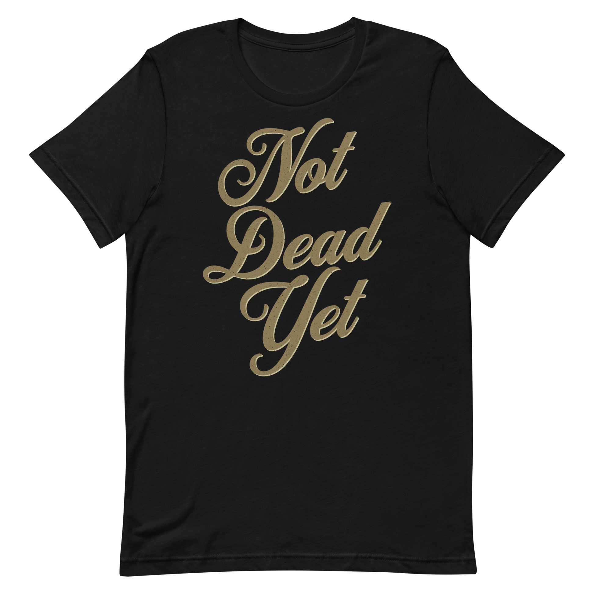 Vintage "Not Dead Yet" Motorcycle T-Shirt with Bold Retro Design in Black