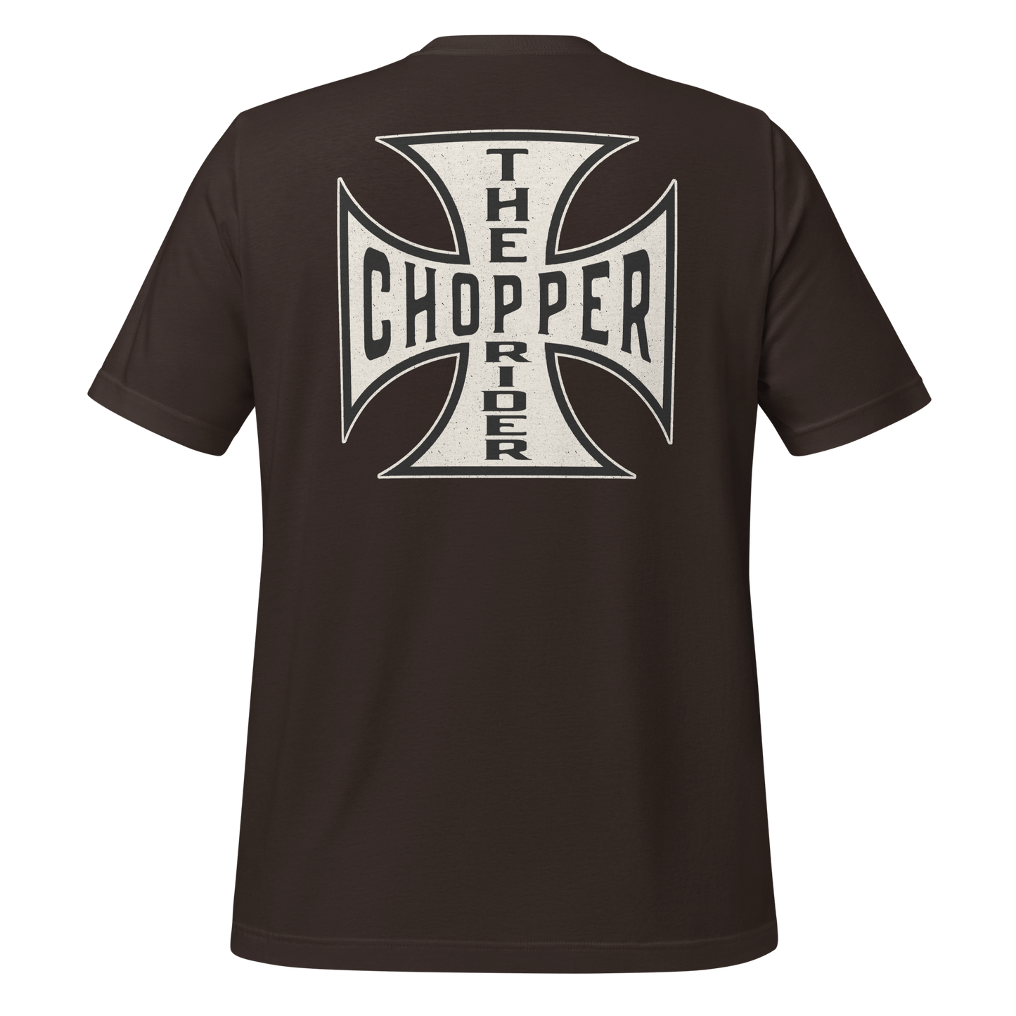 Chopper Motorcycle T-shirt featuring Maltese Cross design, perfect for motorbike enthusiasts and classic bike lovers.