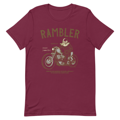 maroon Rambler Biker T-shirt Hiking Countryside Shirt Vintage Motorcycle Tourer Shirt Traveling Journey Tee Bobber Biker Shirt Harley Davidson Tee