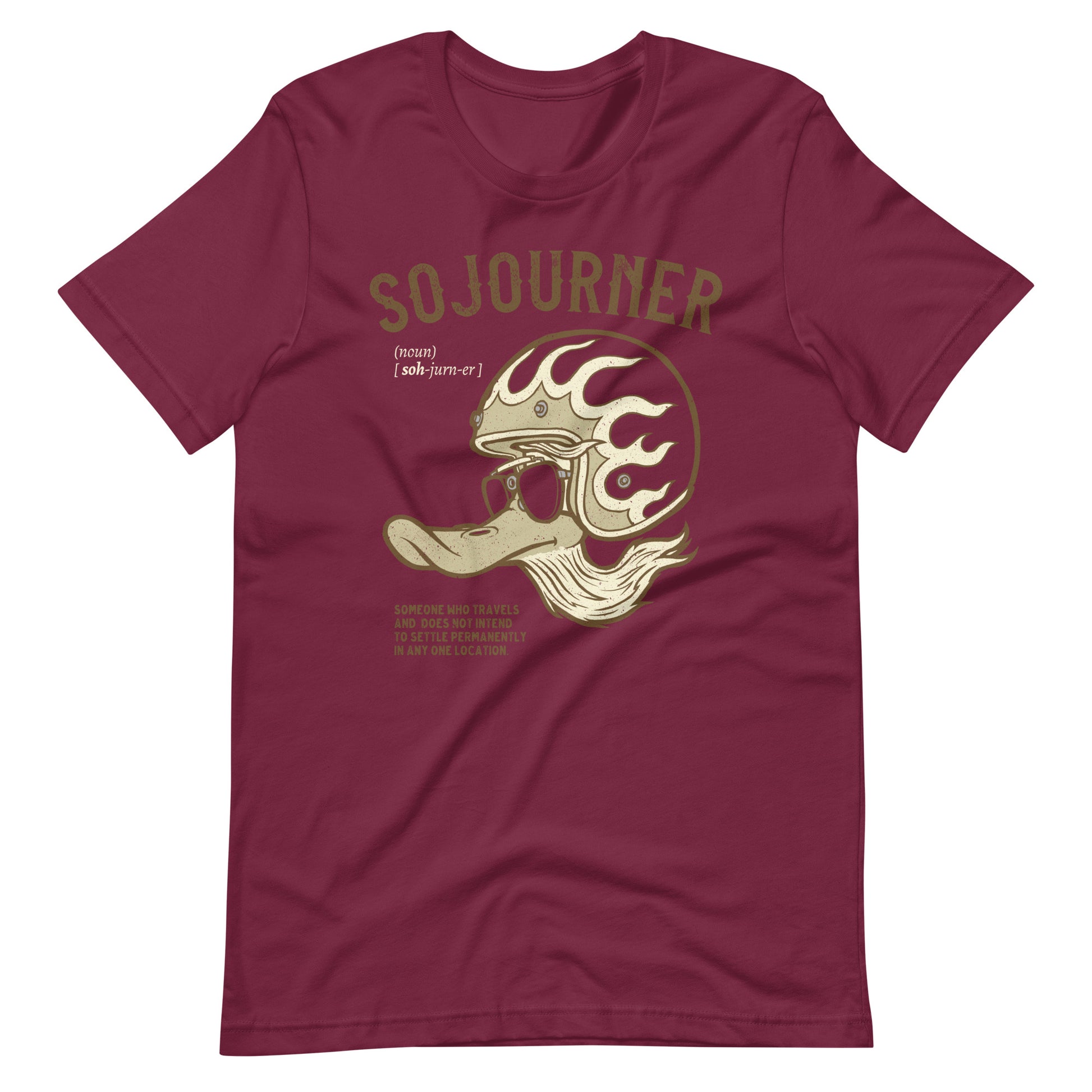 maroon  Sojourner Biker T-shirt Travel Tourer motorcycle Shirt Journey Adventure Road Trip Gear Shirt Biker Geek Gift For Him Retro Motorcycle Shirt