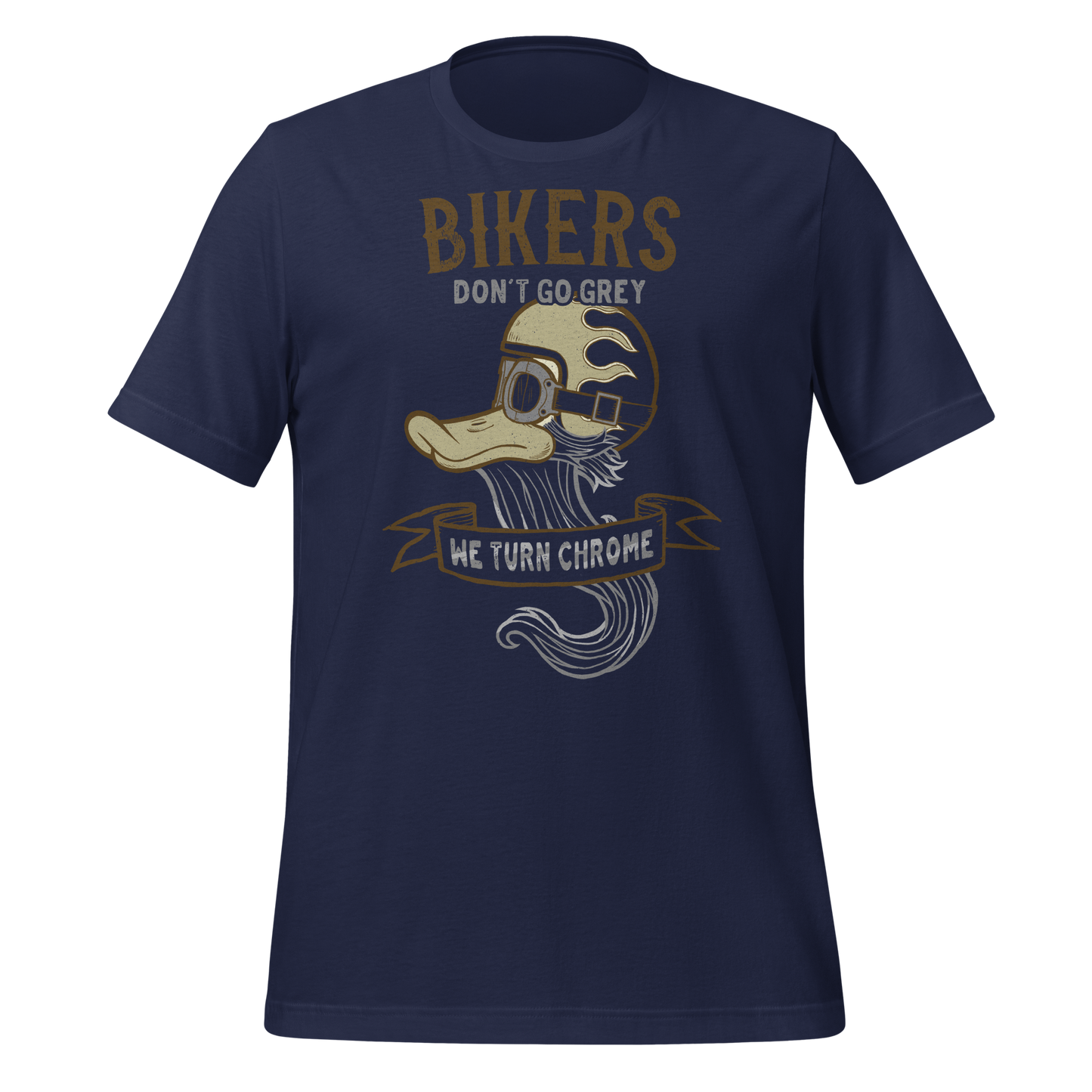 navy Bikers Don't Go Grey, We Turn Chrome Motorcycle Shirt Biker Gift Idea For Him Old Tourer Shirt Funny Biker Shirt Old Motorcyclist Shirt