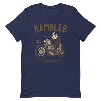 navy Rambler Biker T-shirt Hiking Countryside Shirt Vintage Motorcycle Tourer Shirt Traveling Journey Tee Bobber Biker Shirt Harley Davidson Tee