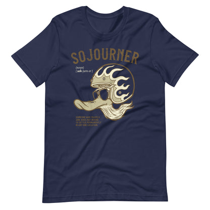 navy  Sojourner Biker T-shirt Travel Tourer motorcycle Shirt Journey Adventure Road Trip Gear Shirt Biker Geek Gift For Him Retro Motorcycle Shirt
