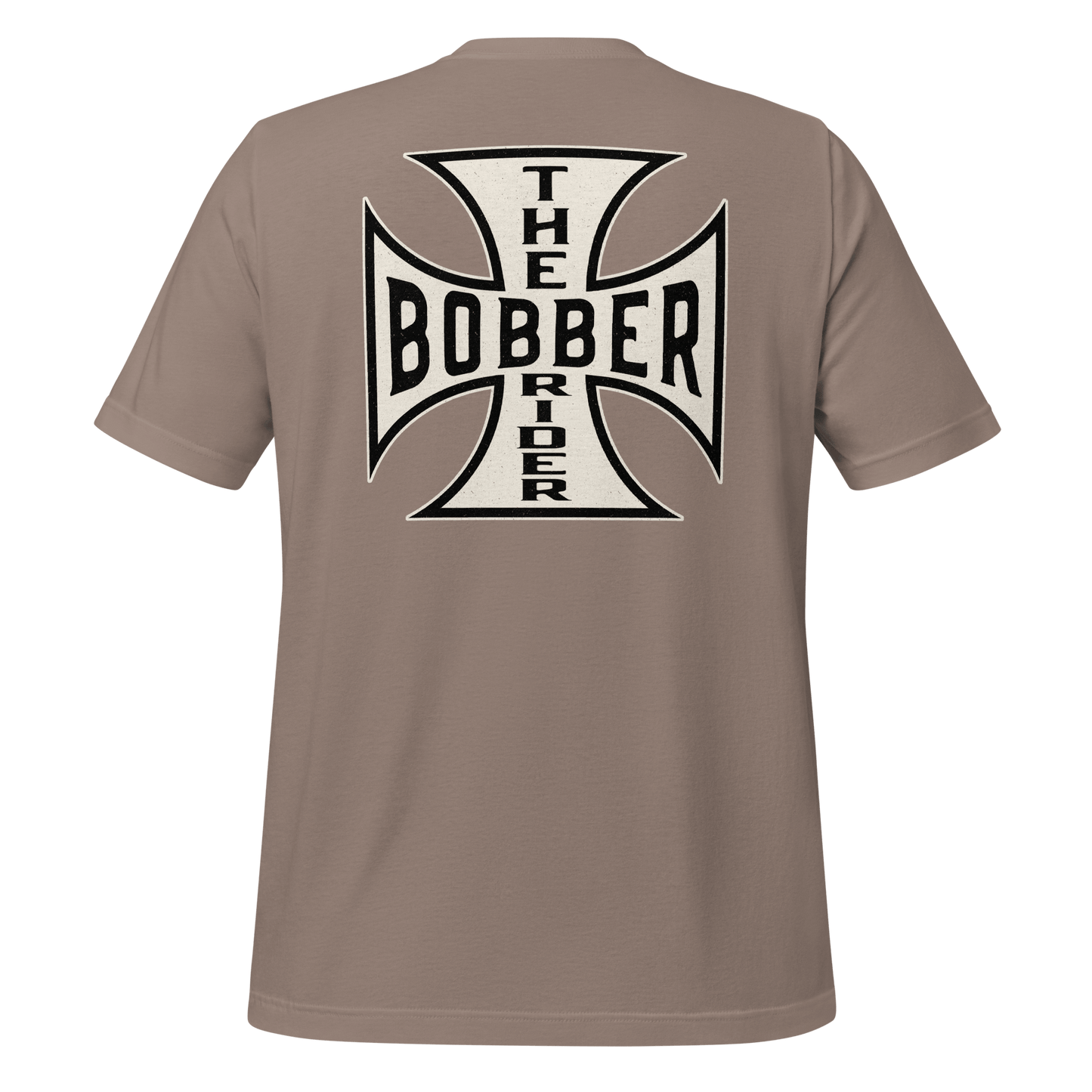 Bobber Rider t-shirt featuring Maltese Cross design, perfect for motorcycle enthusiasts and classic biker style.