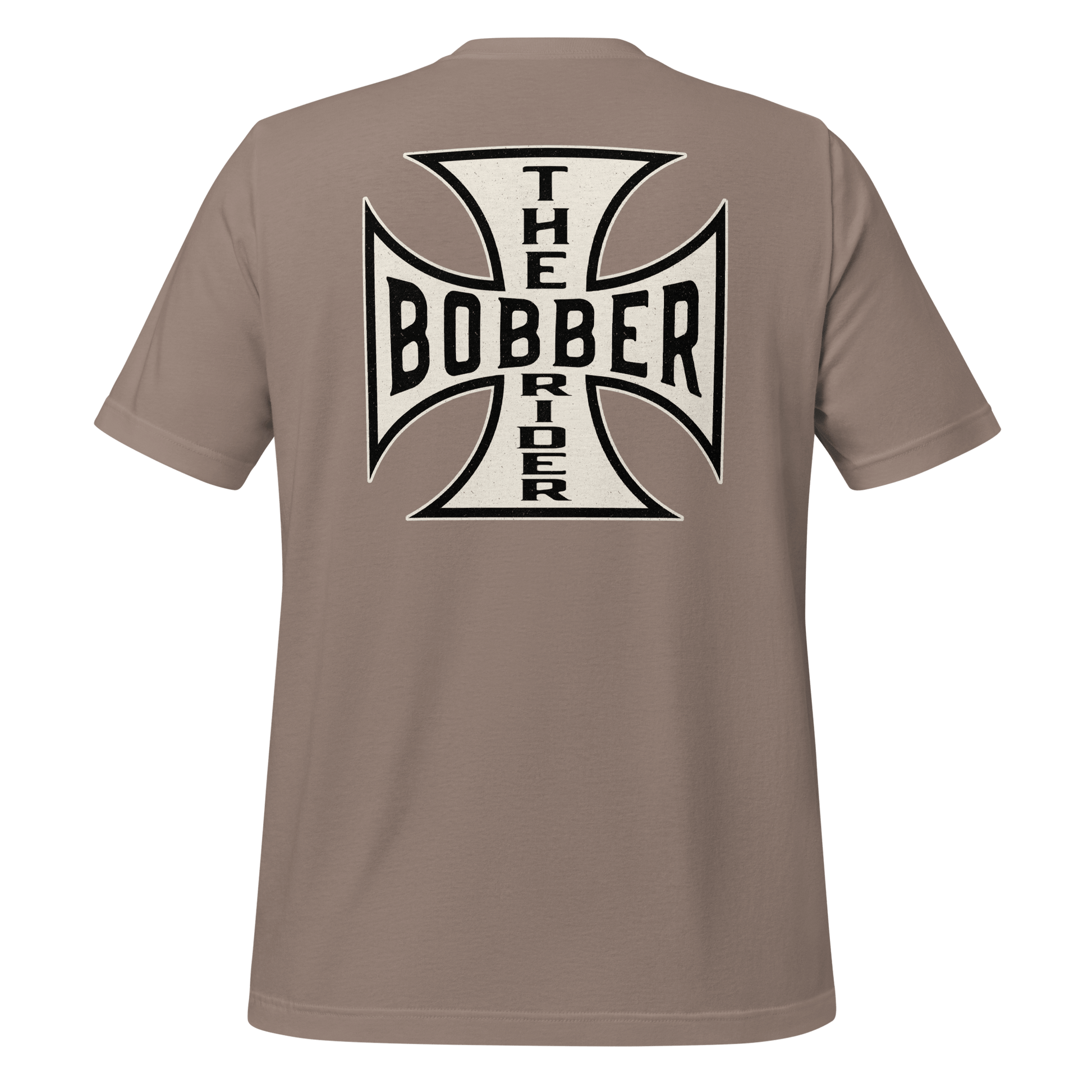 Bobber Rider t-shirt featuring Maltese Cross design, perfect for motorcycle enthusiasts and classic biker style.