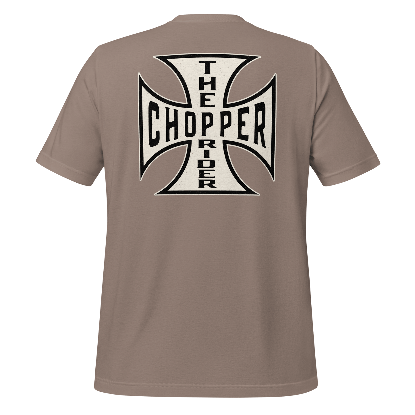 Chopper Motorcycle T-shirt featuring Maltese Cross design, perfect for motorbike riders and enthusiasts.