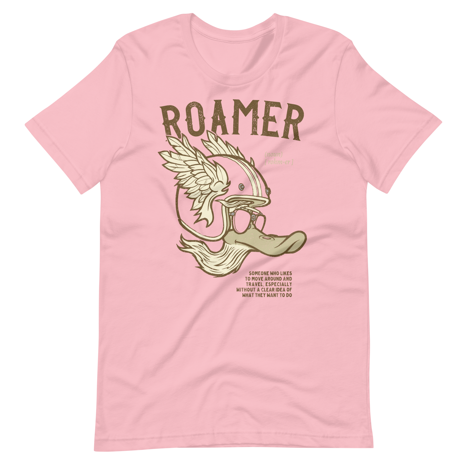 pink Roamer Spontaneous Travel T-shirt Adventure Spirit Tee No Destination Shirt Wandering Gift Idea Exploration Shirt Motorcycle Journey Apparel