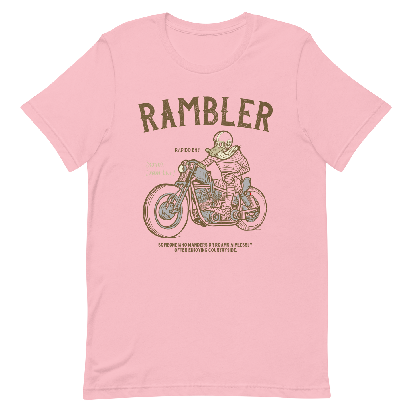 pink Rambler Biker T-shirt Hiking Countryside Shirt Vintage Motorcycle Tourer Shirt Traveling Journey Tee Bobber Biker Shirt Harley Davidson Tee