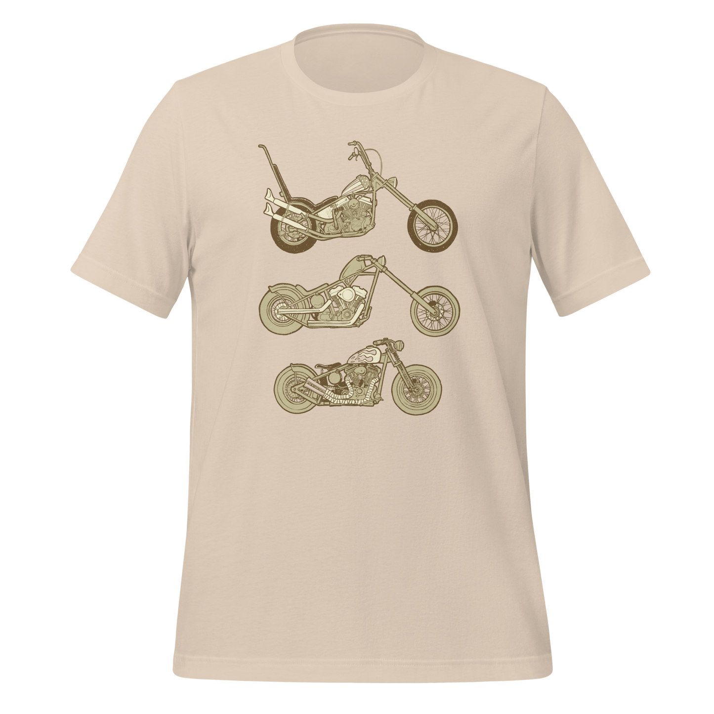 Hit the road in style with the soft cream Harley Biker T-shirt—a custom motorcycle shirt for the easy rider, featuring a cool design perfect for the biker journey. This Bobber Rider Shirt is ideal road trip gear and a must-have for any biker lover.