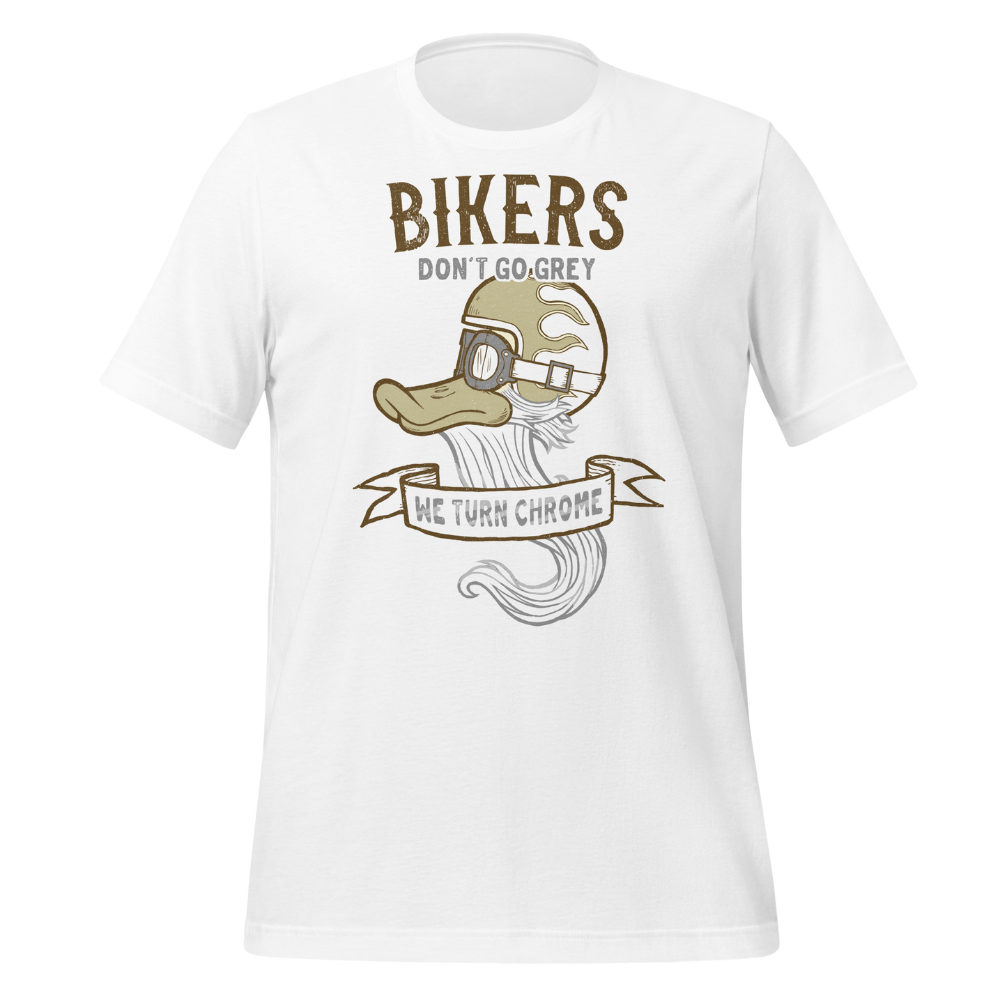WHITE Bikers Don't Go Grey, We Turn Chrome Motorcycle Shirt Biker Gift Idea For Him Old Tourer Shirt Funny Biker Shirt Old Motorcyclist Shirt