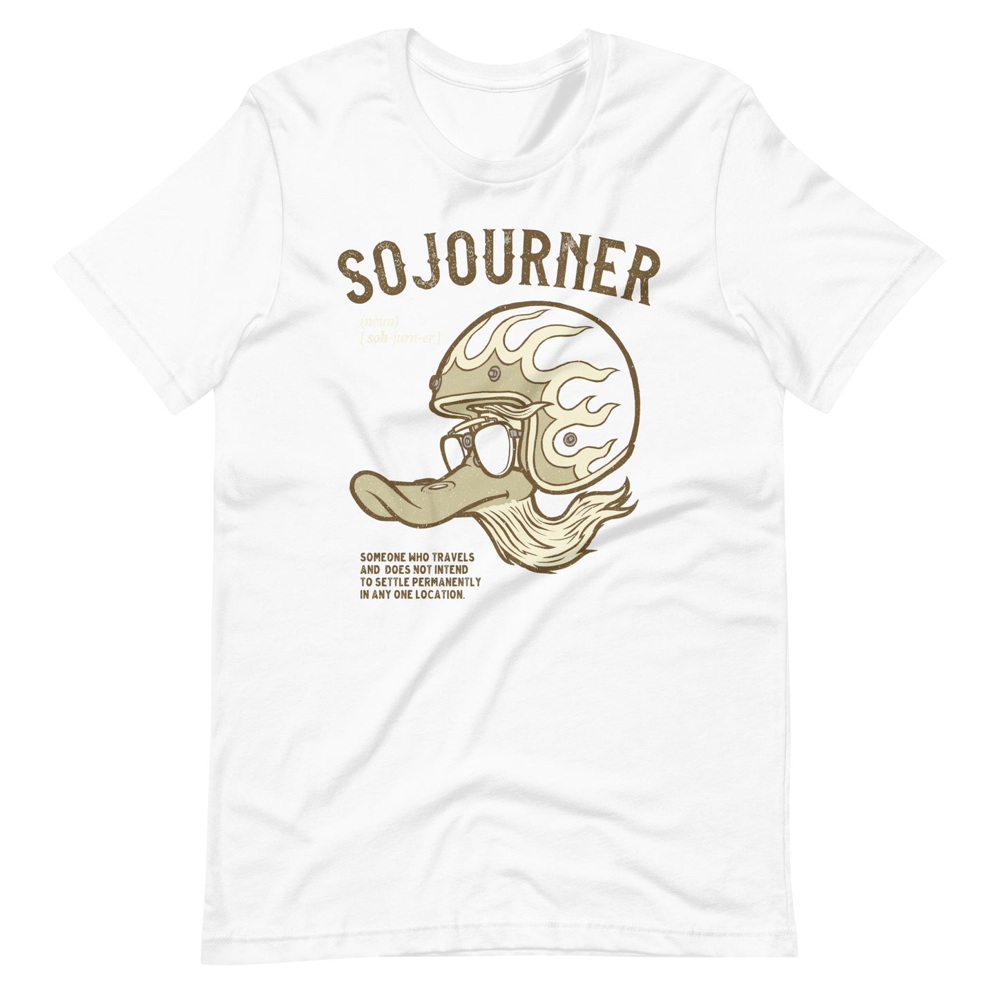 white  Sojourner Biker T-shirt Travel Tourer motorcycle Shirt Journey Adventure Road Trip Gear Shirt Biker Geek Gift For Him Retro Motorcycle Shirt