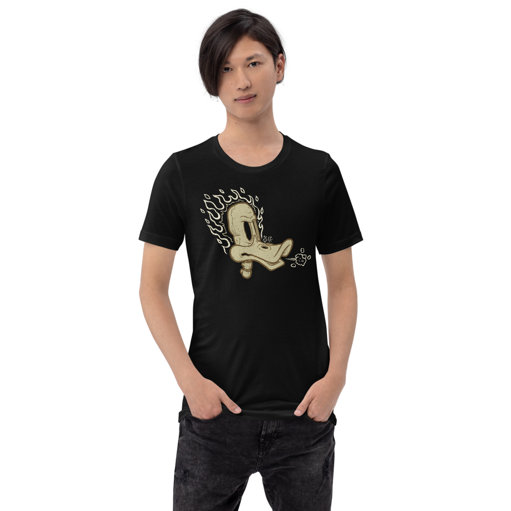 Flaming Duck Skull Motorcycle T-Shirt