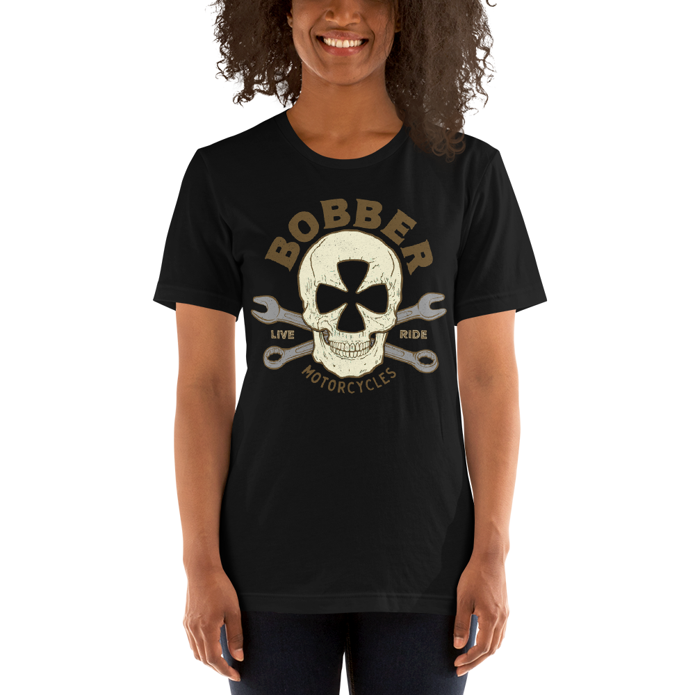 Bobber Maltese Skull Motorcycle T-Shirt