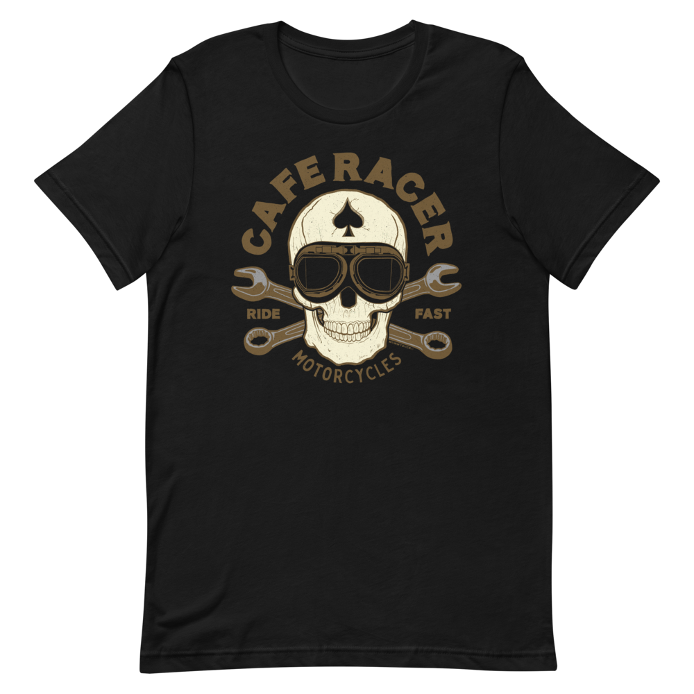 cafe racer skull motorcycle t-shirt