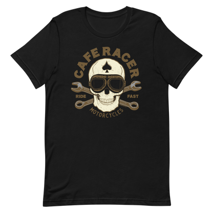 cafe racer skull motorcycle t-shirt